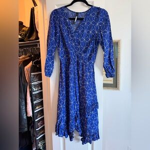 Tracy Reese Royal Blue Geometric Vneck Dress